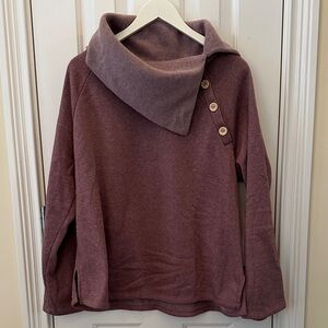 Elegant Plum Button-Accent Women's Turtleneck Sweater